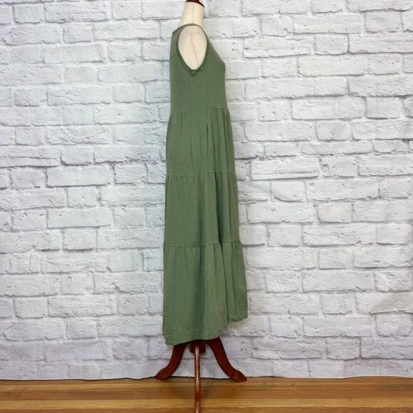 ME+EM Sage Green Jersey Cotton Tiered Dress - Picture 3 of 6
